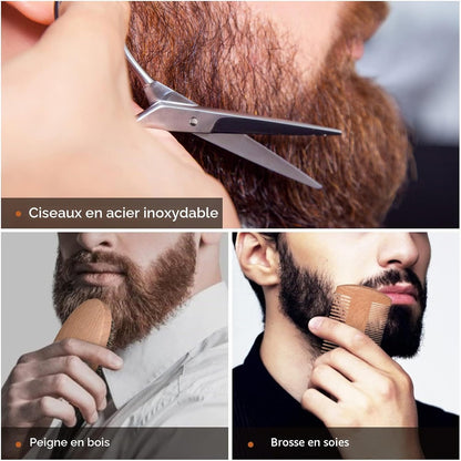 Kit De Soin Barbe Homme, Avec Huile, Shampoing & Crèmes